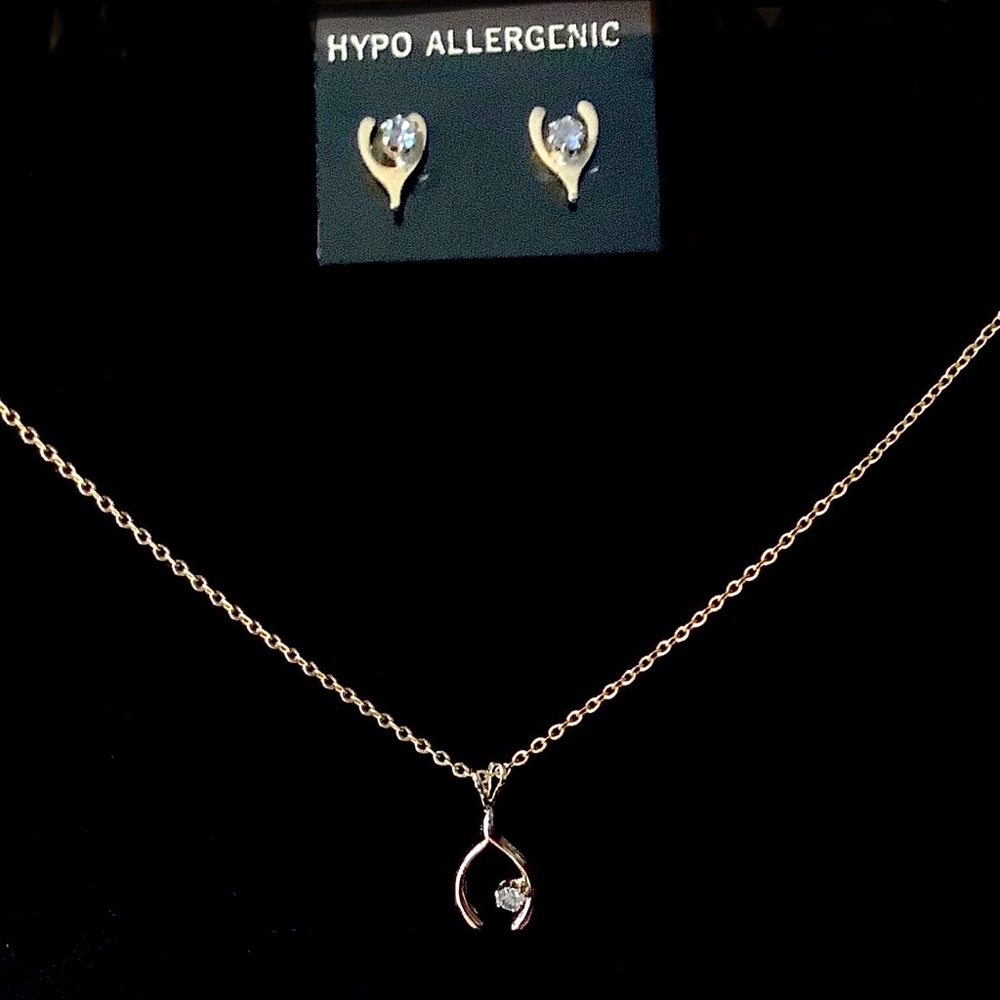 Vintage Wishbone necklace earrings fashion set